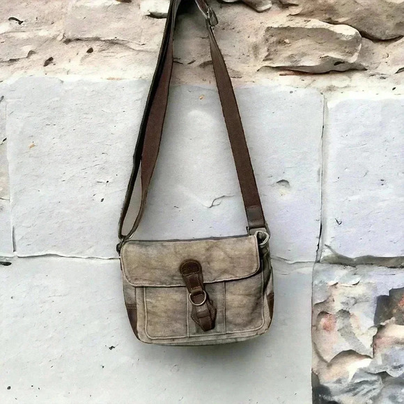 Da van denim & genuine leather crossbody bag boho grunge western - Picture 1 of 7